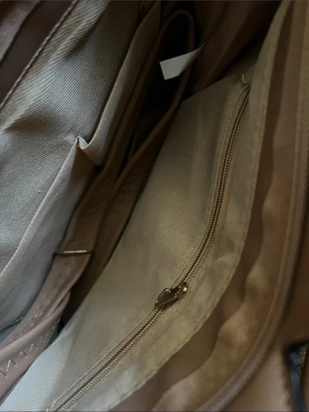 New with long strap Tan Women's Handbag with Gold Accent